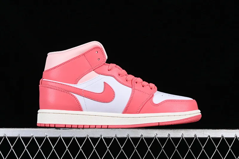 All categories Air Jordan Jordan series basketball shoes Air Jordan 1 Mid Air Jordan 1 Mid AJ1 Joe 1 white and pink mid-top cultural and casual sneakers BQ6472-186